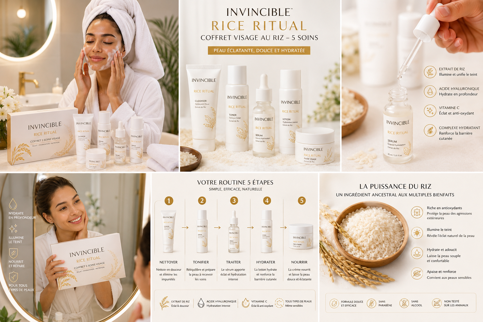 Invincible™ Rice Ritual – Coffret Visage au Riz, 5 Soins